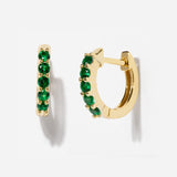 Pave Emerald Huggie Earrings | Little Sky Stone