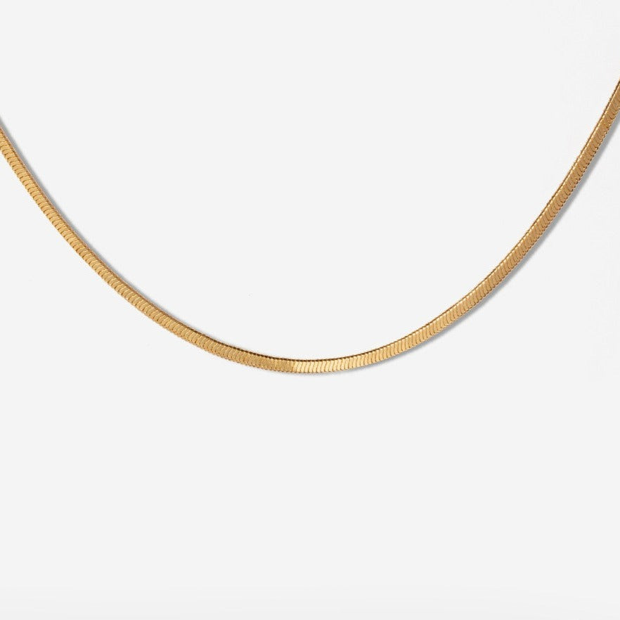 Thin Snake Chain Necklace in Gold Plated Silver