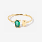 Asymmetric Baguette Emerald Ring