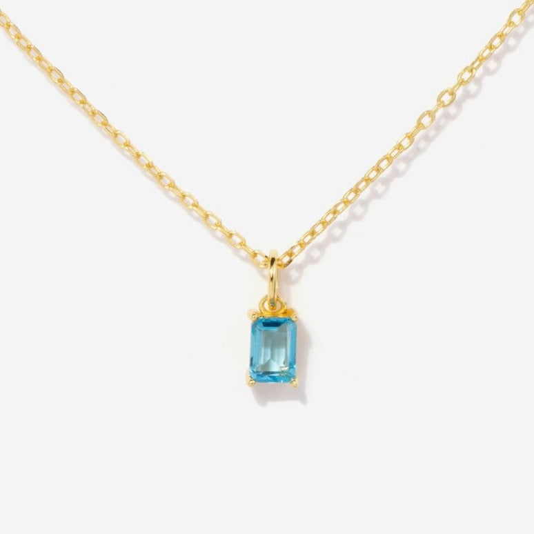 Baguette Blue Topaz December Birthstone Necklace | Little Sky Stone