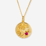Fiery Dragon Coin 14k Gold Plated Necklace | Little Sky Stone
