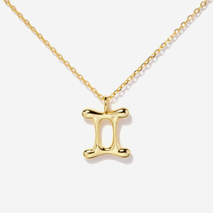 Gemini Gold Plated Necklace Gemini Zodiac 14K Gold Plated Necklace