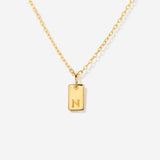 Tag Initial Necklace Charms For Mom in 14k Gold Plated | Little Sky Stone