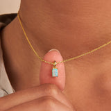 Opal October Birthstone Baguette Necklace | Little Sky Stone