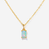 Opal October Birthstone Baguette Necklace | Little Sky Stone