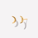 Crescent Moon Stud Earrings in Gold Plated Silver