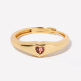 Amia Pink Tourmaline Heart Gold Dome Ring in 14k gold over sterling silver