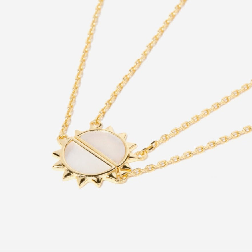 Day and NIght Best Friend Sunshine Necklaces in 14K Gold over Silver