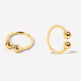 Double Dot Ear Cuff in 14K Gold Plated Silver Silver