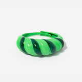 Emerald Green Enamel Croissant Dome Ring