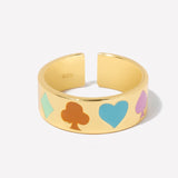 Enamel Playing Cards Y2K Ring in 14K Gold Over Sterling Silver