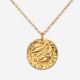 Pisces Zodiac Coin 14k Gold Necklace