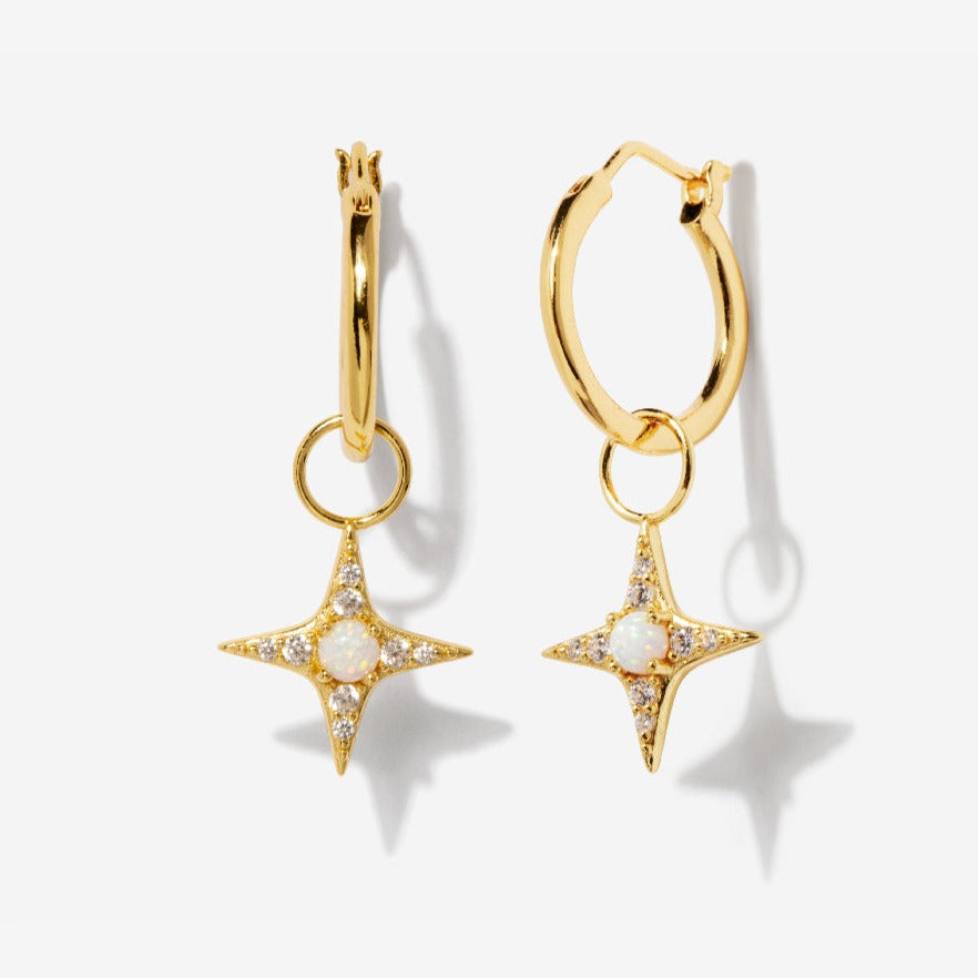 Stellar Opal Hoop Earrings in Gold Plated Brass