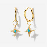 Stellar Turquoise Hoop Earrings in Gold Plated Brass