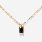 Tiny Baguette Black Onyx Necklace in Gold Plated Silver