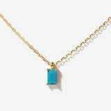 Baguette Turquoise December Birthstone Necklace in Gold Over Silver