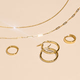14K Gold Flat Cable Chain Necklace | 18 inch Solid Gold Chain