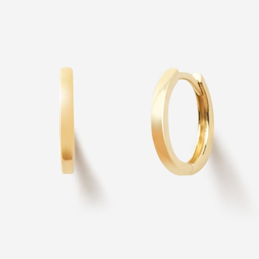 14K Solid Gold Hoop Earrings| 14mm Gold Tube Hoops | Little Sky Stone