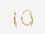 14K Solid Gold Hoop Earrings| 20mm Gold Tube Hoops | Little Sky Stone