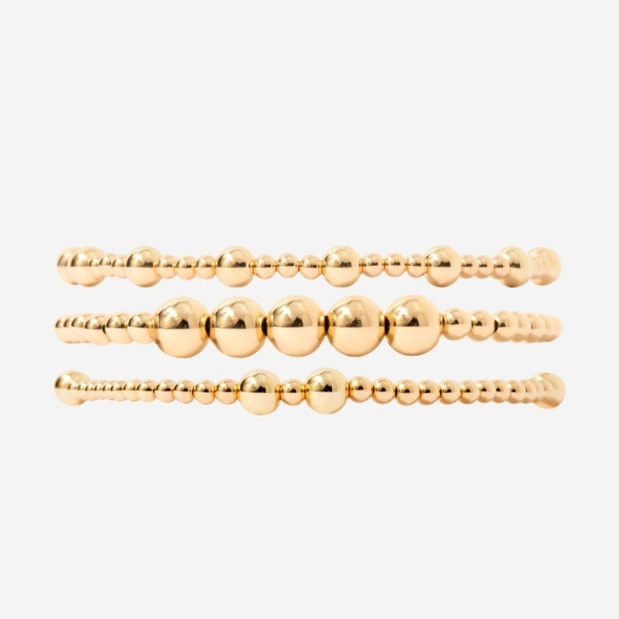 3+4+5mm Alternating Bead Bracelet Set in 14k Gold Filled | Little Sky Stone