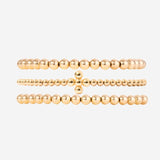 4mm 5mm Bead and 3mm Cross Bracelet Set in 14k Gold Filled | Little Sky Stone