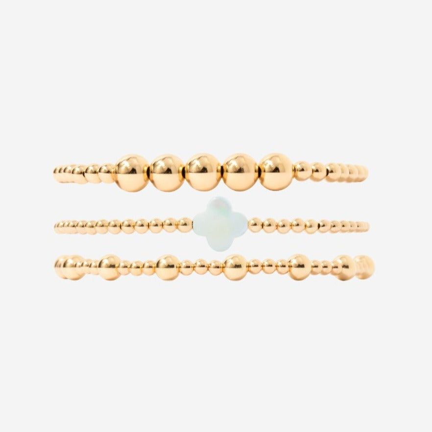 3mm Clover Bead Bracelet Set in 14k Gold Filled | Little Sky Stone