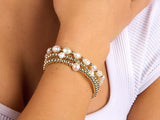 3mm Bead Pearl Alternating 14k Gold Filled Bracelet Set | Little Sky Stone