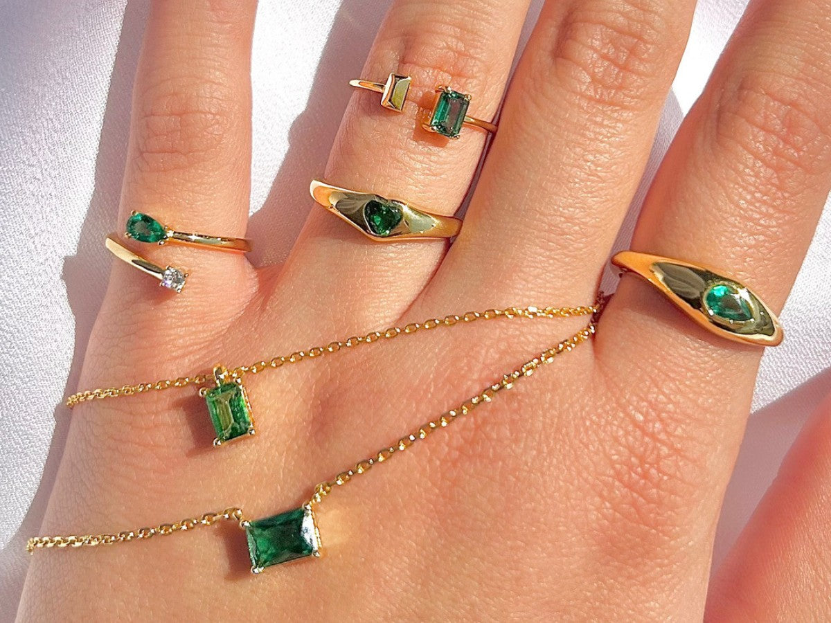 Emerald Heart Gold Dome Ring - Amia | Little Sky Stone
