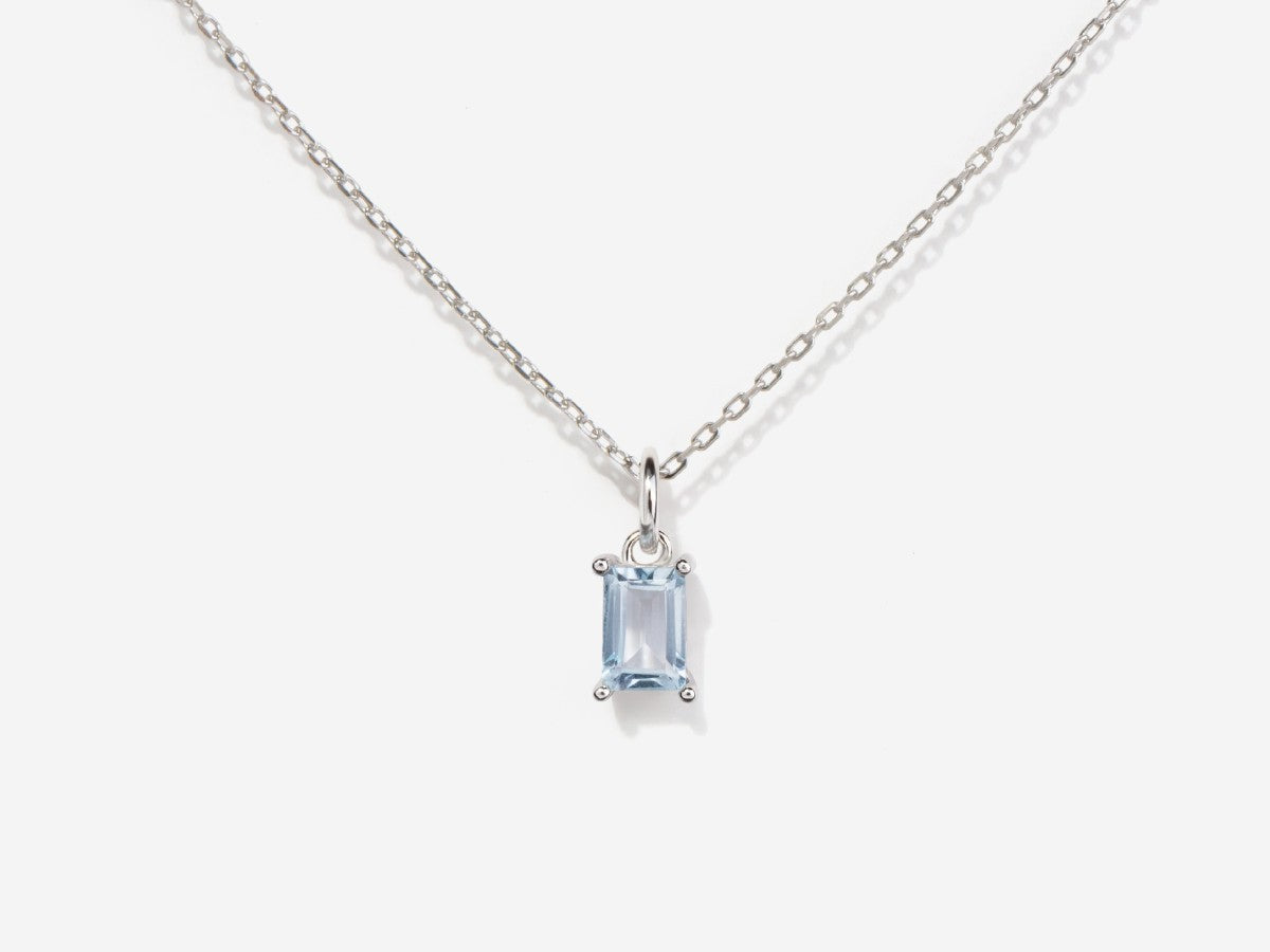Aqumarine March Birthstone Silver Necklace | Little Sky Stone