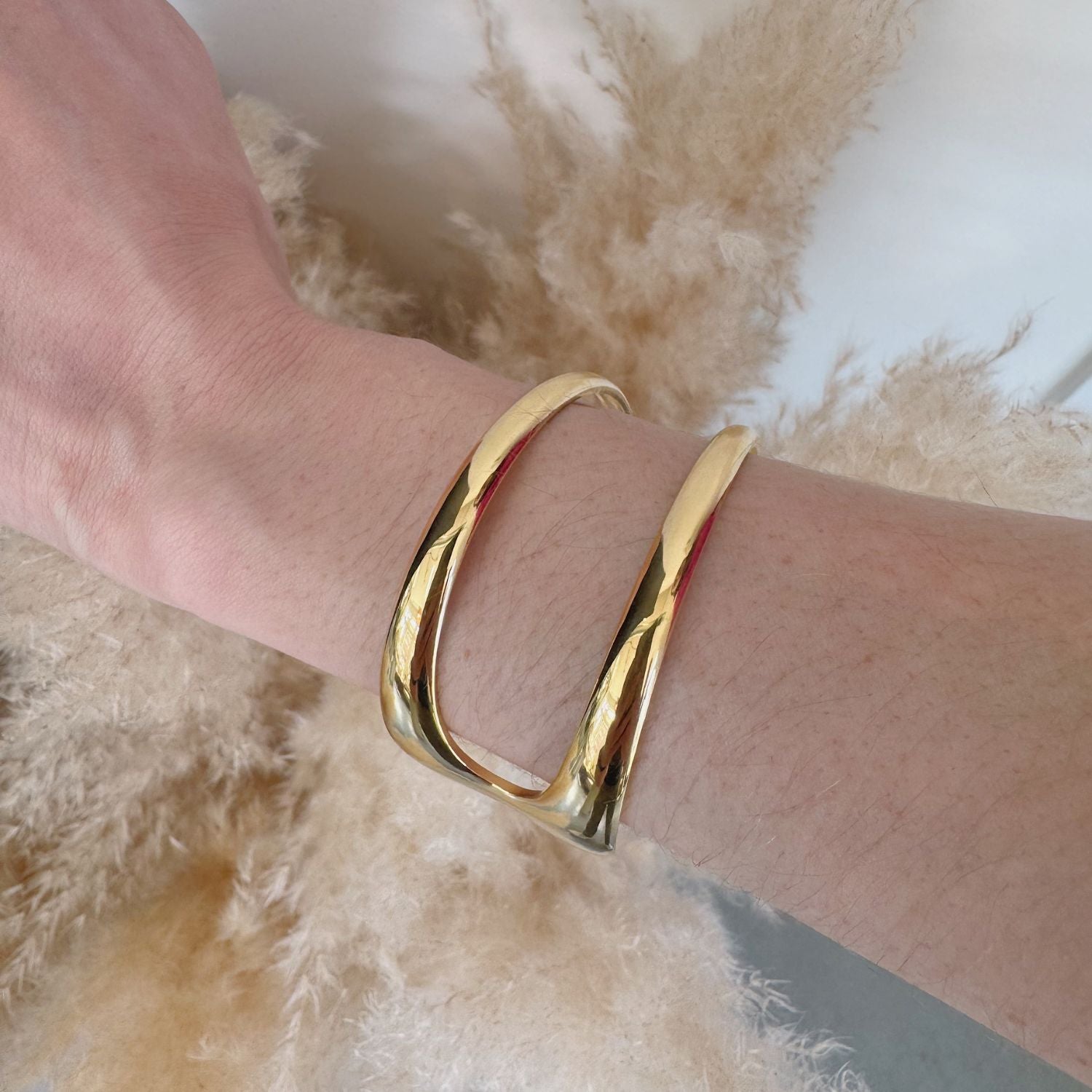 Arc Cuff Bracelet in 14k Gold Stainless Steel