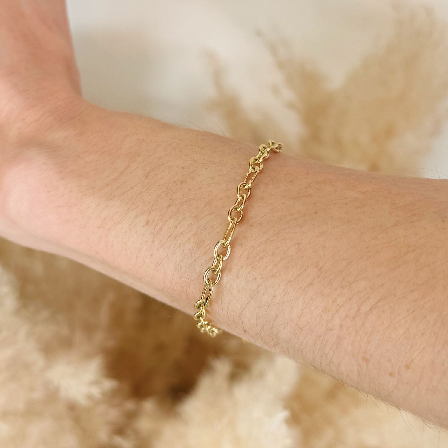 Aurora Link Bracelet in 14k Gold over Stainless Steel