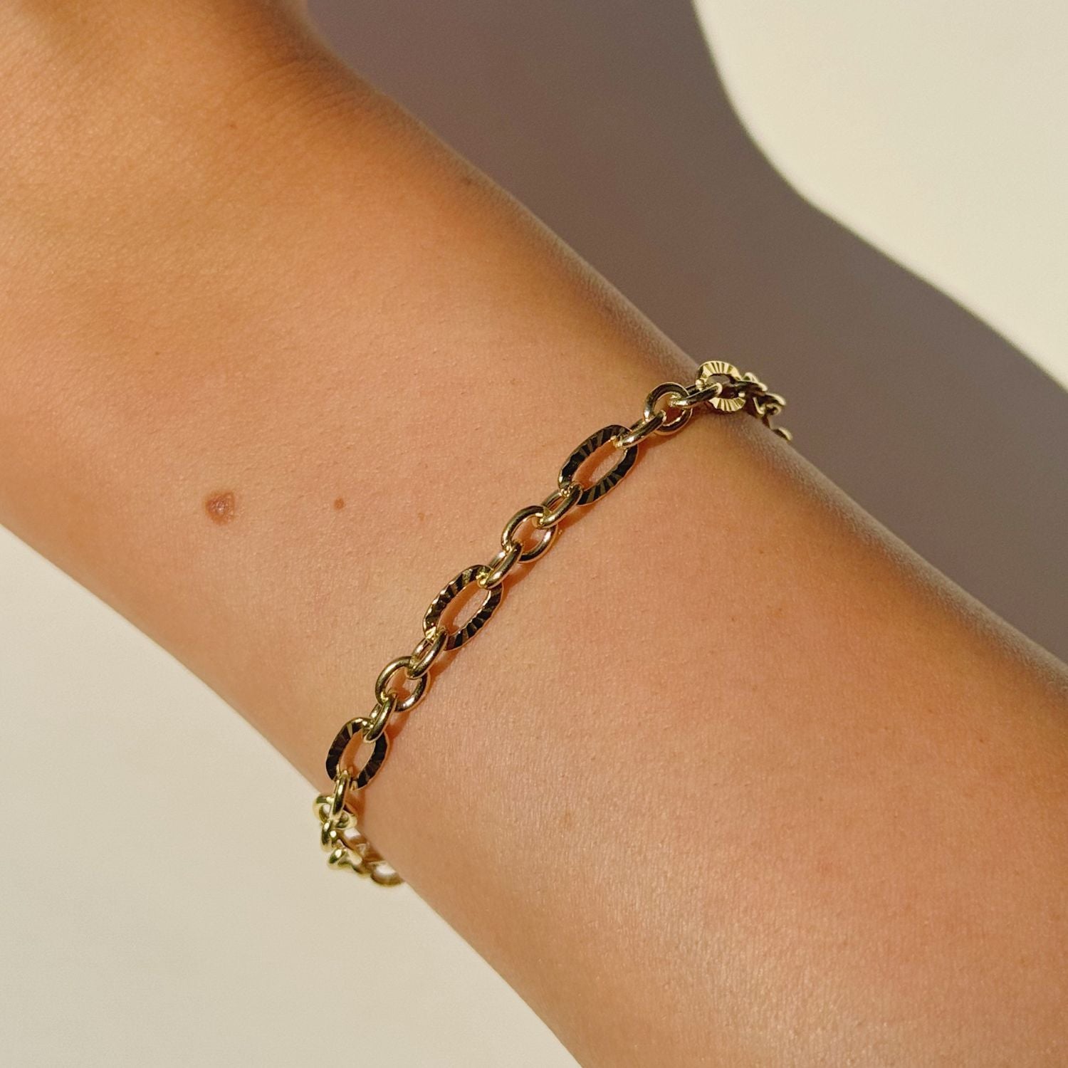 Aurora Link Bracelet in 14k Gold over Stainless Steel