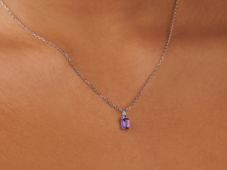 Amethyst February Birthstone Silver Necklace | Little Sky Stone
