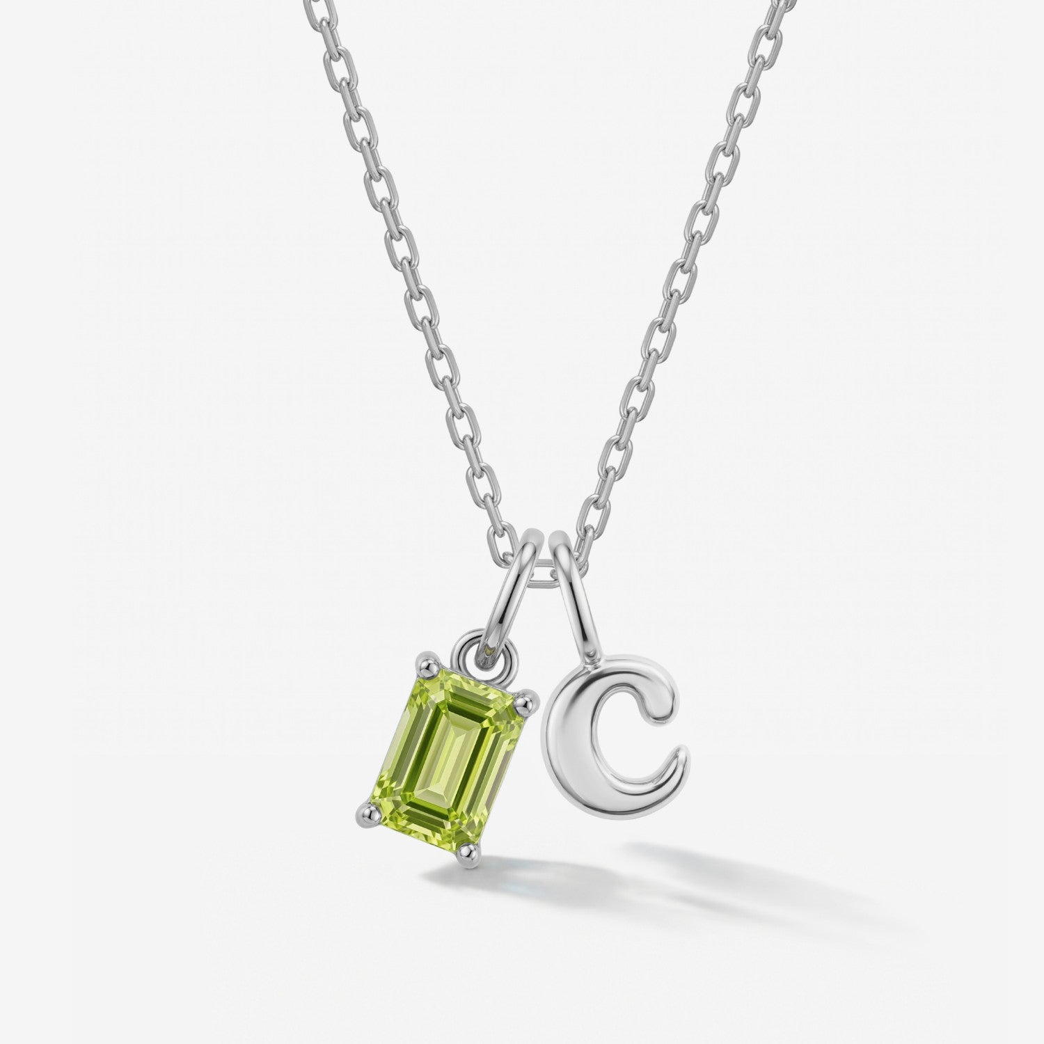 Personalized Birthstone Initial Silver Necklace | Little Sky Stone