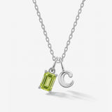 Personalized Birthstone Initial Silver Necklace | Little Sky Stone