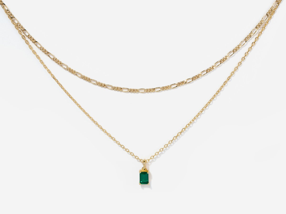Baguette Birthstone Layered Necklace Set | Little Sky Stone