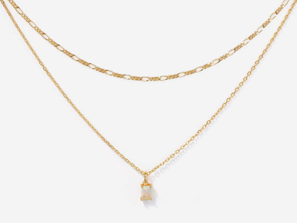 Baguette Birthstone Layered Necklace Set | Little Sky Stone
