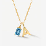 Personalized Birthstone Uppercase Initial Necklace | Little Sky Stone