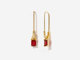 Baguette Ruby Safety Pin Earrings | Little Sky Stone