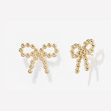 Beaded Bow Stud Earrings