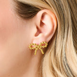 Beaded Bow Stud Earrings