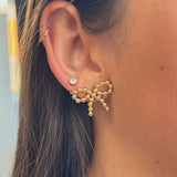 Beaded Bow Stud Earrings