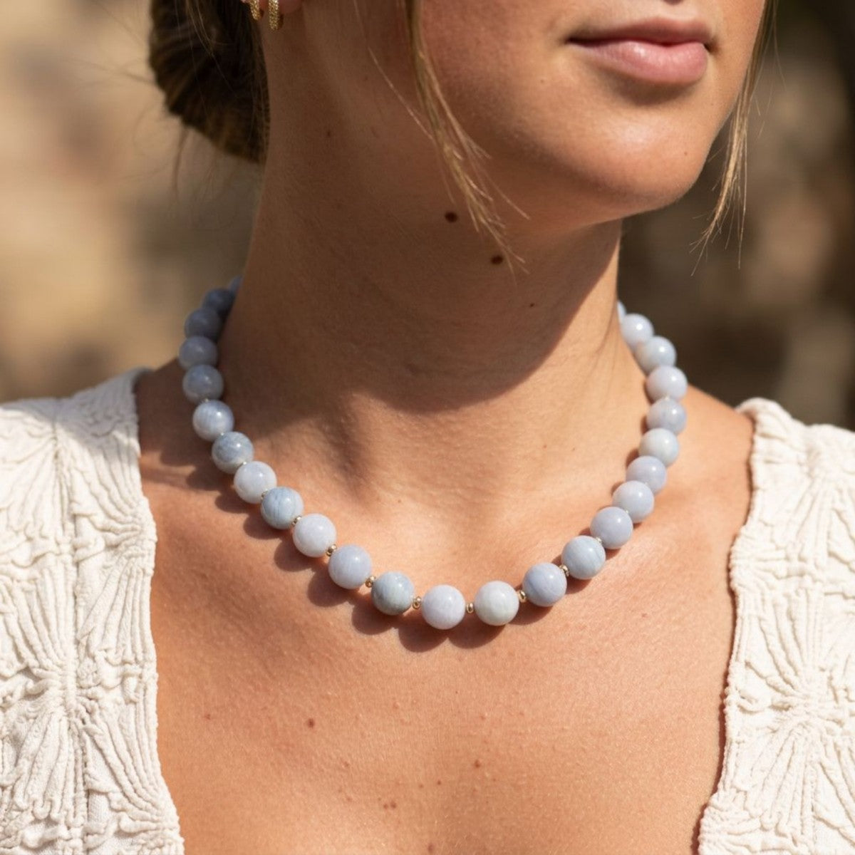 Camille Beaded Light Blue Necklace