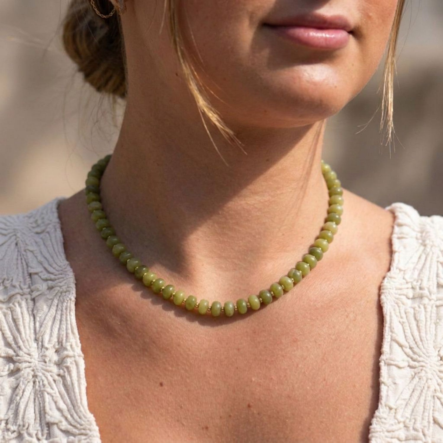 Beaded Olive Green Necklace Veronica