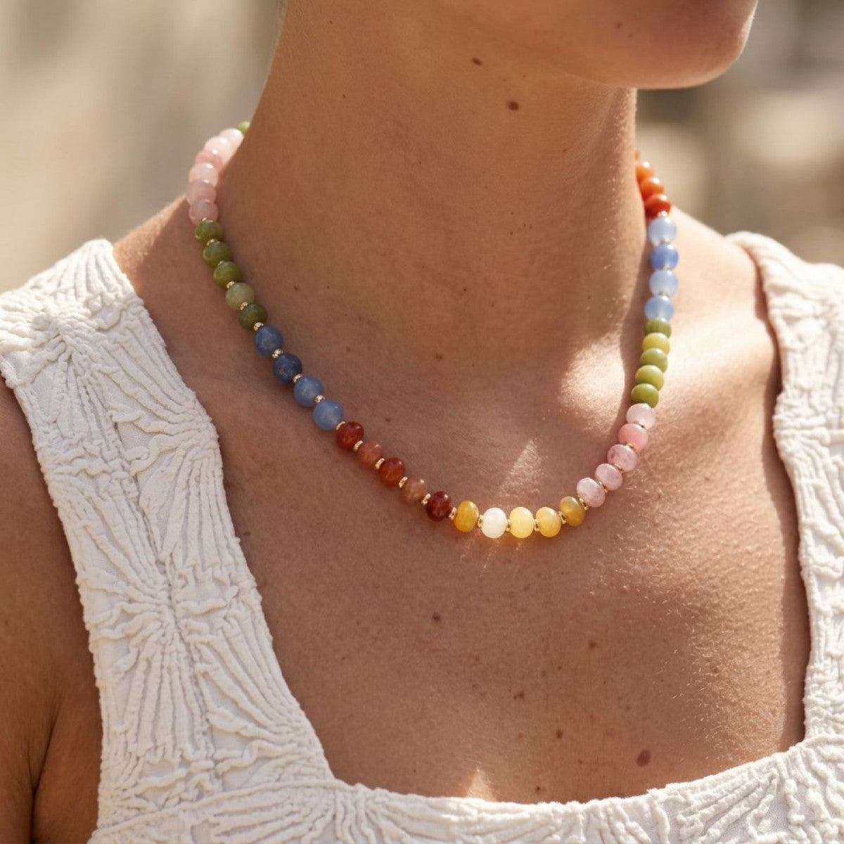Beaded Multi-color Gemstone Necklace Veronica