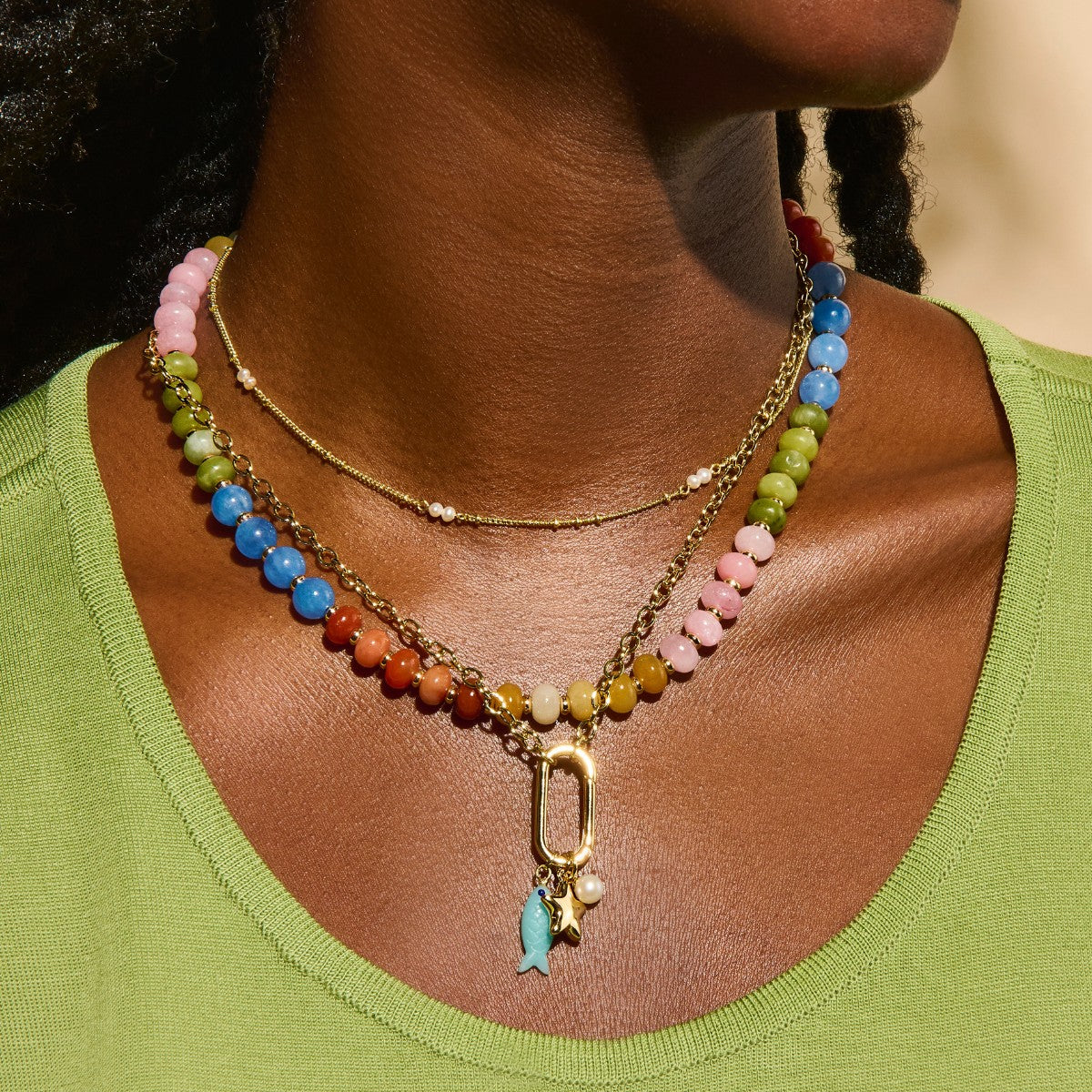 Beaded Multi-color Gemstone Necklace Veronica