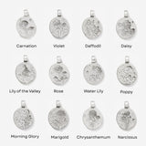 Birth Flower Silver Charm