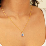 September Birthstone Floral Cluster Necklace - Sapphire