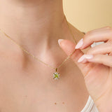 August Birthstone Floral Cluster Necklace - Peridot