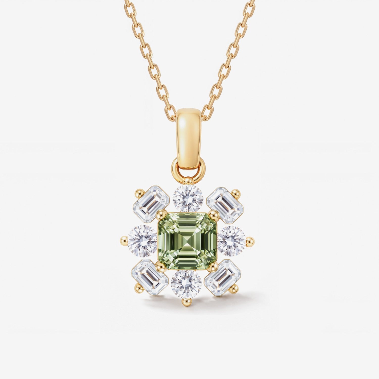 August Birthstone Floral Cluster Necklace - Peridot